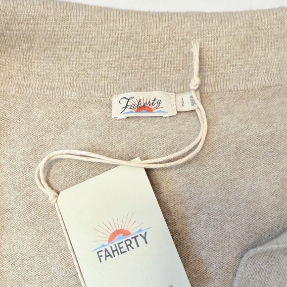 Faherty Jackson Hudson Sweater Midi Dress Oatmeal Heather Beige Size Large NWT - Picture 12 of 12